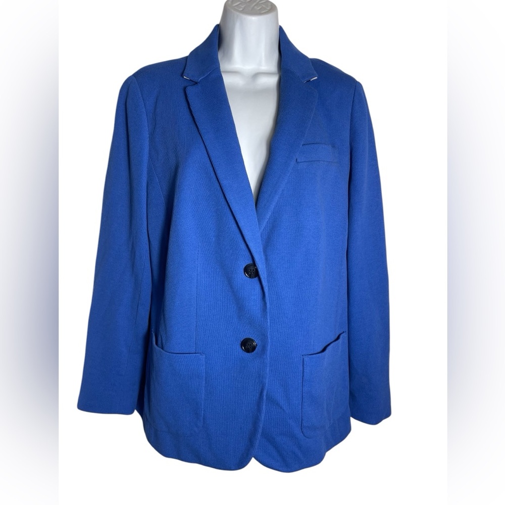 Talbots blazer size 12W bright royal blue‎ solid jacket blazer with pockets💙